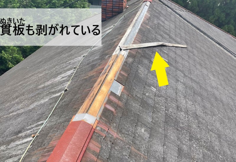 貫板も剥がれている　熊本　台風被害